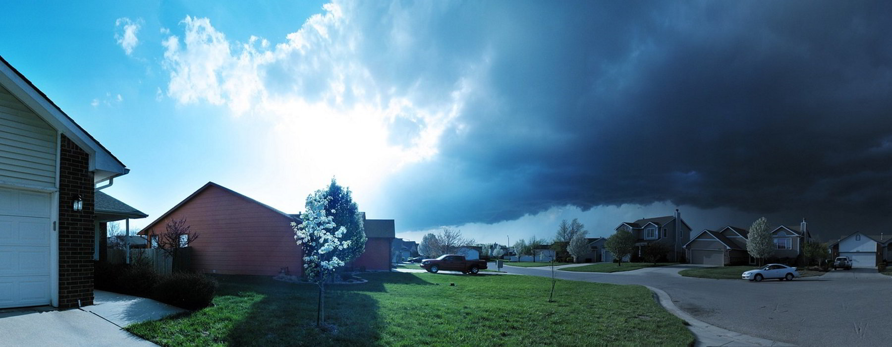 Panoramic photo of drastic weather shift