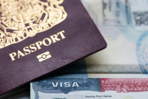 close-up of passport and visa